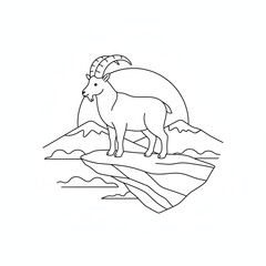 Noble mountain goat overlooking a vast landscape from its rocky perch