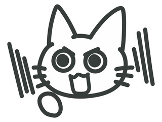 驚き、興奮、気合など強い感情を表現する白猫のイラスト（手描きイラスト、ベクター）