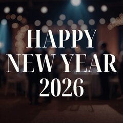 Happy New Year 2026 Celebration with Soft Bokeh Lights and Elegant