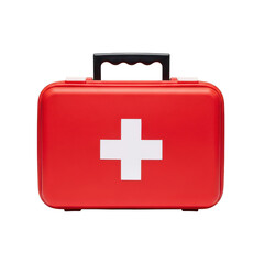Obraz premium A red first aid kit box isolated on transparent background