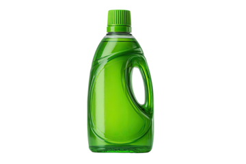 Green liquid in clear bottle with handle on black backdrop