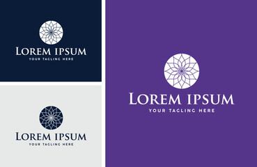 Elegant abstract floral mandala logo design template concept in various color schemes for branding i