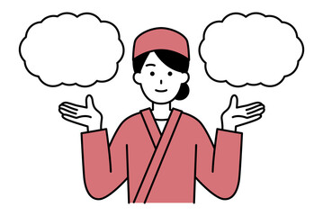 2つの選択肢を提案する和食屋の女性店員