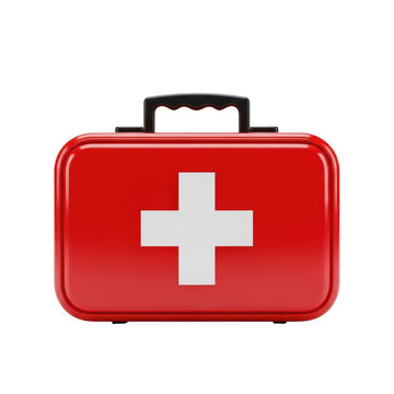 A red first aid kit isolated on transparent background