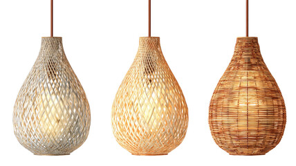 Rattan pendant lamp featuring woven natural texture and warm handcrafted detailing captured in clear studio lighting on white background