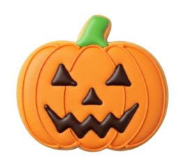 Naklejka premium Halloween pumpkin cookie with jack o lantern face transparent background cutout png