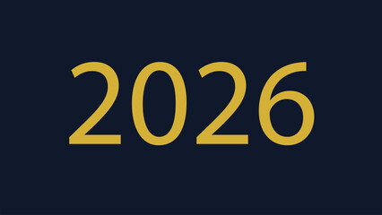 Golden 3d percent symbol with the number 2026 on a holiday card, signifying a happy new year celebration