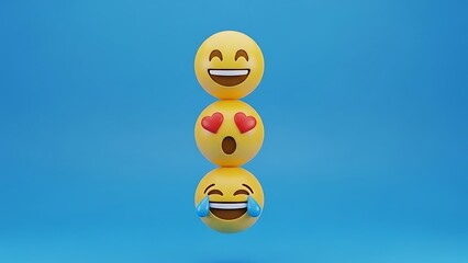 Fun Emoji Icons Displayed on Light Blue Background
