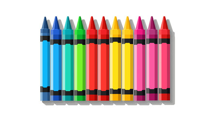 Naklejka premium A vibrant row of colorful crayons, perfect for drawing, coloring, and artistic expression