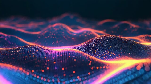 Digital wave particles creating a futuristic network background