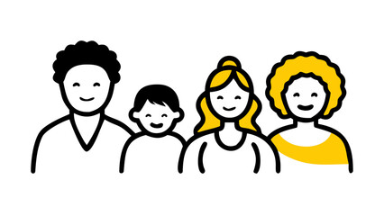 Diverse Outline Family Illustration