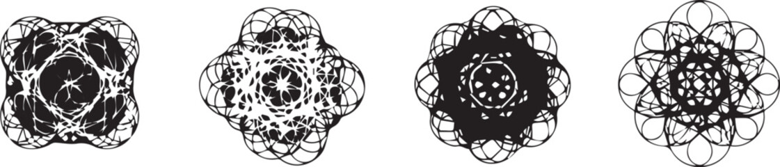 Naklejka premium Black and White Mandala Designs on White Background