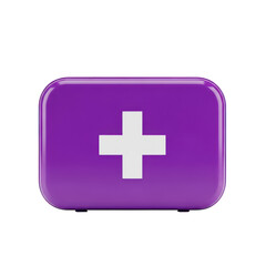 Fototapeta premium Purple first aid kit isolated on transparent background