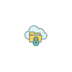 Cloud Storage Security Icon With Folder And Padlock Representing Data Protection And Privacy In Digital Cloud