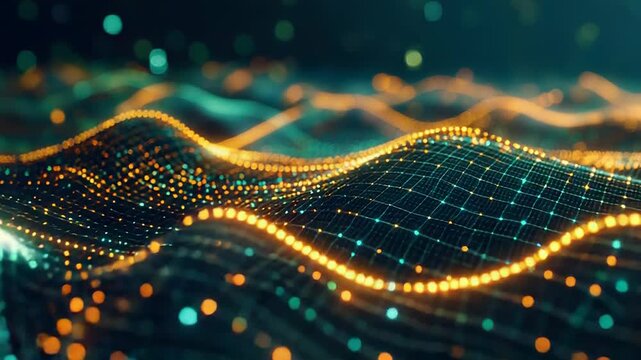 Digital data flowing along abstract network waves