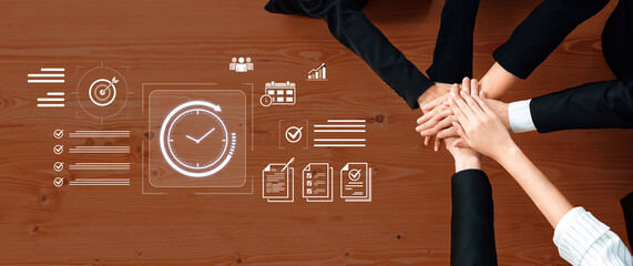 Concept of time management and productivity. Using tools like calendars and checklists to schedule tasks, set goals, and meet project deadlines for business efficiency. Fermion