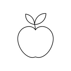 Apple line art. Apple hand drawn. Fruit continuous line drawing. Single contour food for design print. Single lineart sketch health