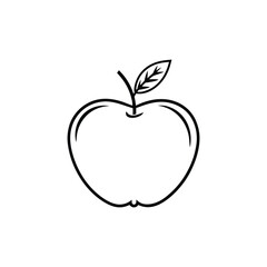 Apple line art. Apple hand drawn. Fruit continuous line drawing. Single contour food for design print. Single lineart sketch health