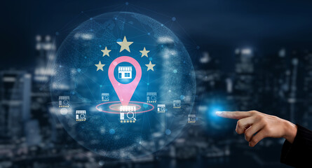 Local business ranking concept highlights brand visibility, location optimization, and customer...