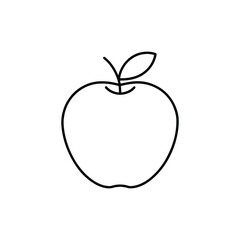 Apple line art. Apple hand drawn. Fruit continuous line drawing. Single contour food for design print. Single lineart sketch health