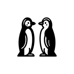 two penguins on a white background