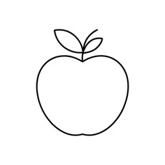 Apple line art. Apple hand drawn. Fruit continuous line drawing. Single contour food for design print. Single lineart sketch health