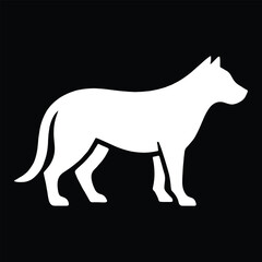 White dog silhouette profile standing on black background animal