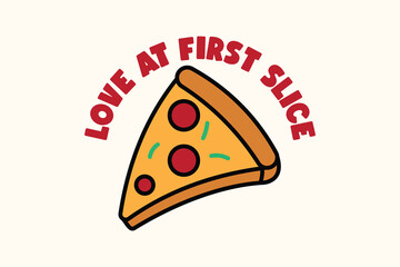 Love at First Slice Pizza Illustration