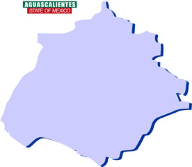 Aguascalientes state map of Mexico
