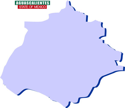 Aguascalientes state map of Mexico