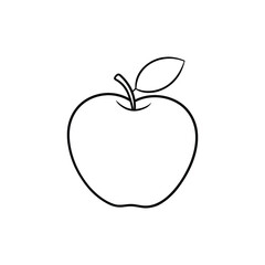 Apple line art. Apple hand drawn. Fruit continuous line drawing. Single contour food for design print. Single lineart sketch health