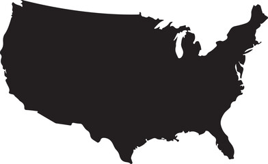 Black silhouette of the contiguous united states map