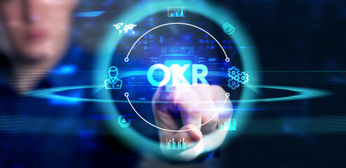 OKR Objectives key results. Business, Technology, Internet and network concept.