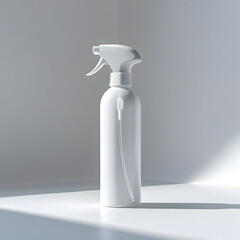 A white bottle of spray with a spray bottle on a white background