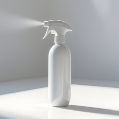A white bottle of spray with a spray bottle on a white background