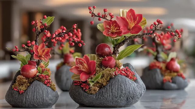 Cozy Christmas Festive Red Floral Berry Arrangement