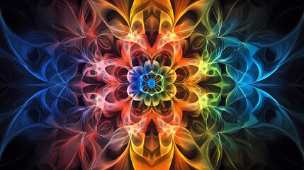 Obraz premium Vibrant fractal art display digital realm abstract image colorful background artistic perspective visual harmony