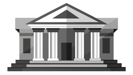 Obraz premium Modern minimalist courthouse facade with columns in black and white vector illustration