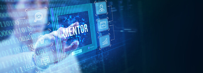 Mentoring concept. Mentoring with mentor advice, support and motivation.