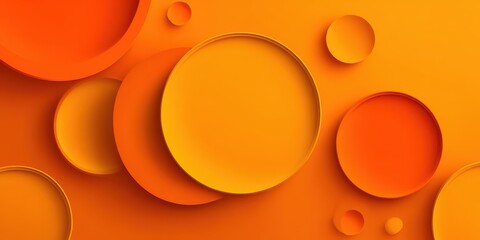 Abstract Composition of Overlapping Orange Circles on a Gradient Orange Background with Shadows