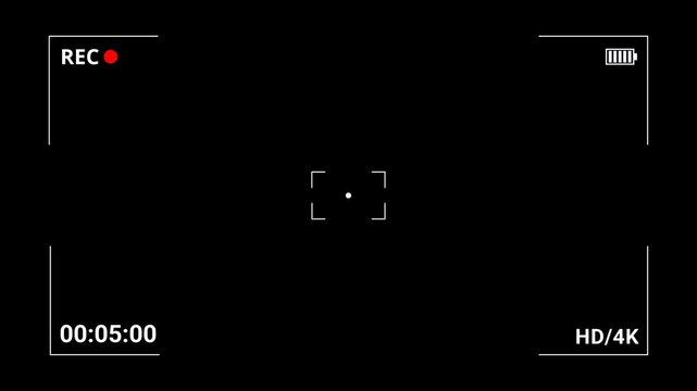 




Video camera recorder screen overlay on a transparent background, Recording camera screen interface with alpha channel, Camera recording screen overlay preview in 4k.
