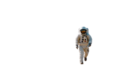 Astronaut in Exploration: An astronaut, embodying courage and curiosity, walks boldly forward into the unknown, a symbol of human exploration and discovery.