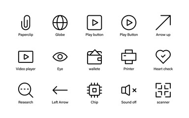Essential UI interface icon pack. Alerts, tags, controls, navigation, media, and versatile interactive elements