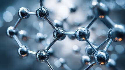 Abstract Molecular Structure Gray Blue Close Up Macro Detailed Futuristic Science Background