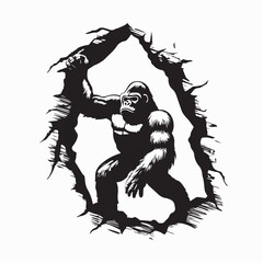 Gorilla Standing Stock Vectors and Vector Art on white Background