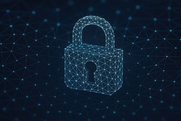 Digital padlock network security abstract concept padlock icon network protection data privacy.