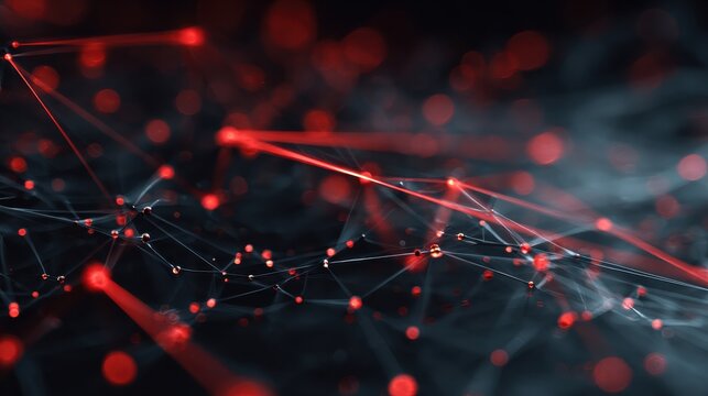 An abstract representation of digital networks showcasing vibrant red and black textures, symbolizing innovation and connectivity.