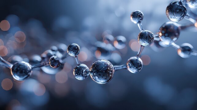 Abstract Molecular Structure with Blue and Orange Hues and Soft Bokeh Background - Powered by Adobe