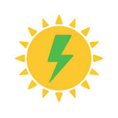 Solar Energy Icon with Sun and Lightning Bolt