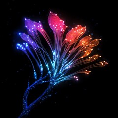 Technotree Twilight - Optical Fibers as Tree Branches Neon Data   high resolution   for isolate image